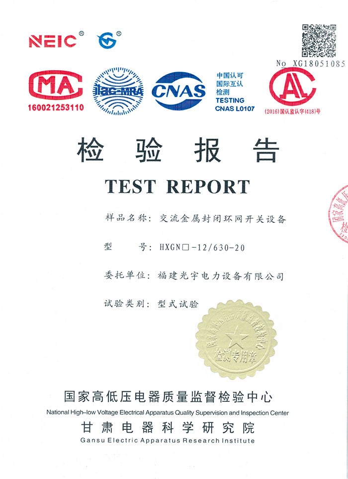 HXGN□-12/630-20  检验报告